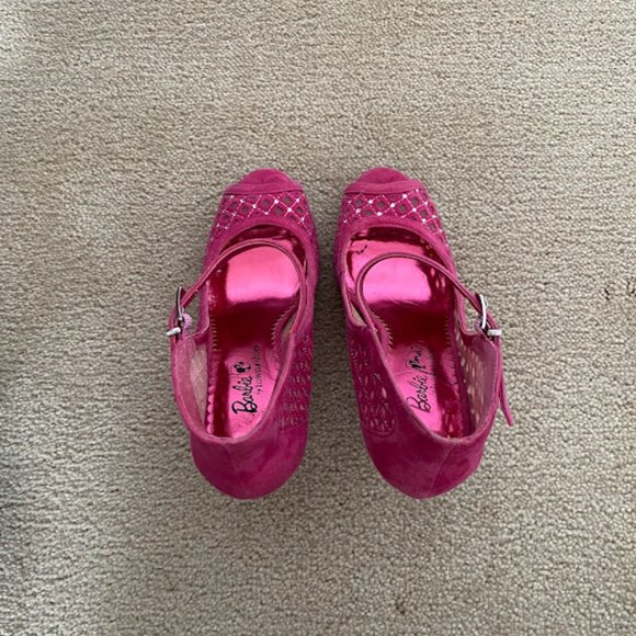 Barbie Pink Rhinestone Open Toe Heels - Picture 4 of 8